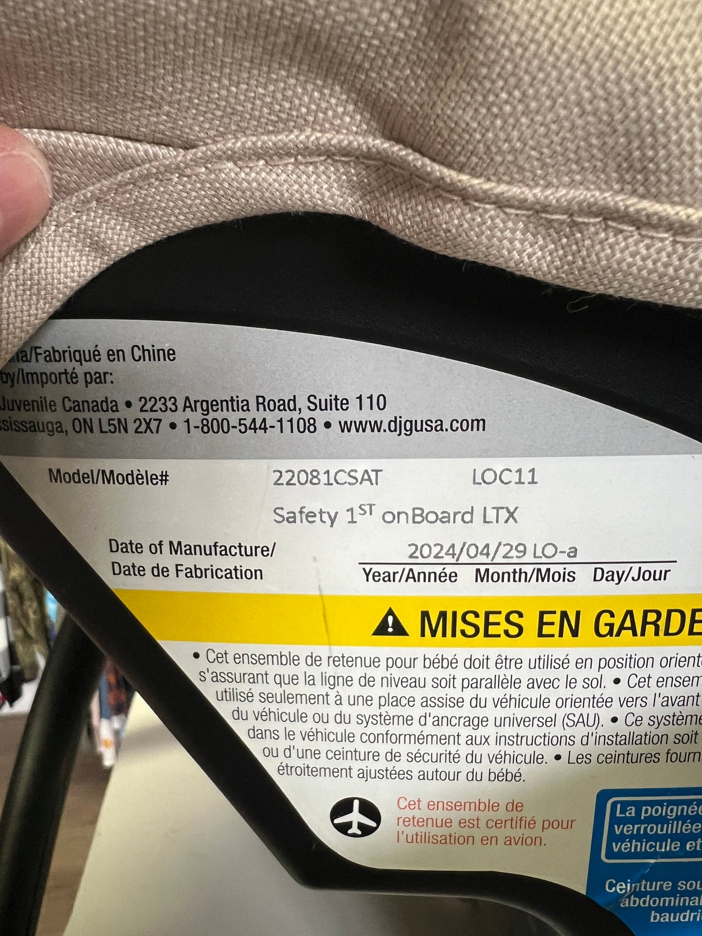 Safety 1st Onboard LTX car seat (without base)
