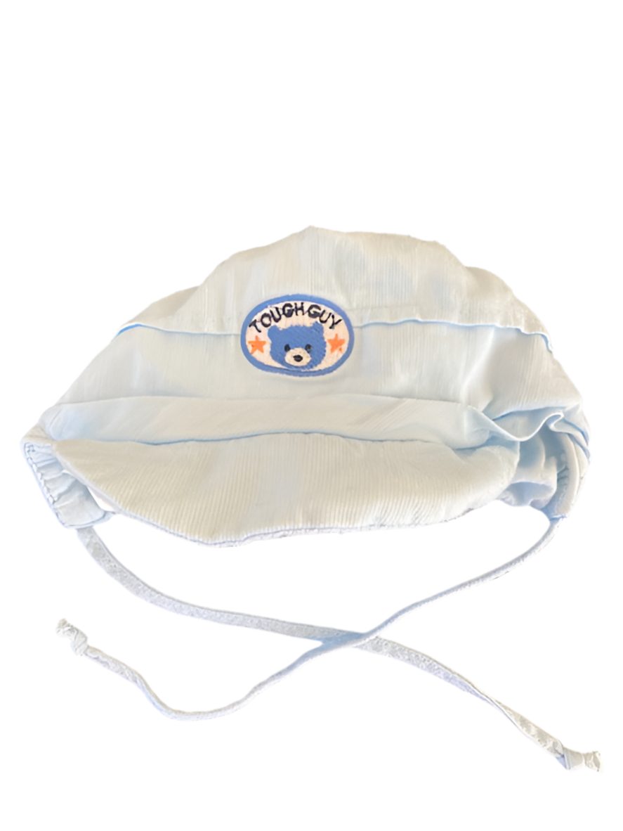 No Brand, Blue Bonnet with Tie, 0-3 months