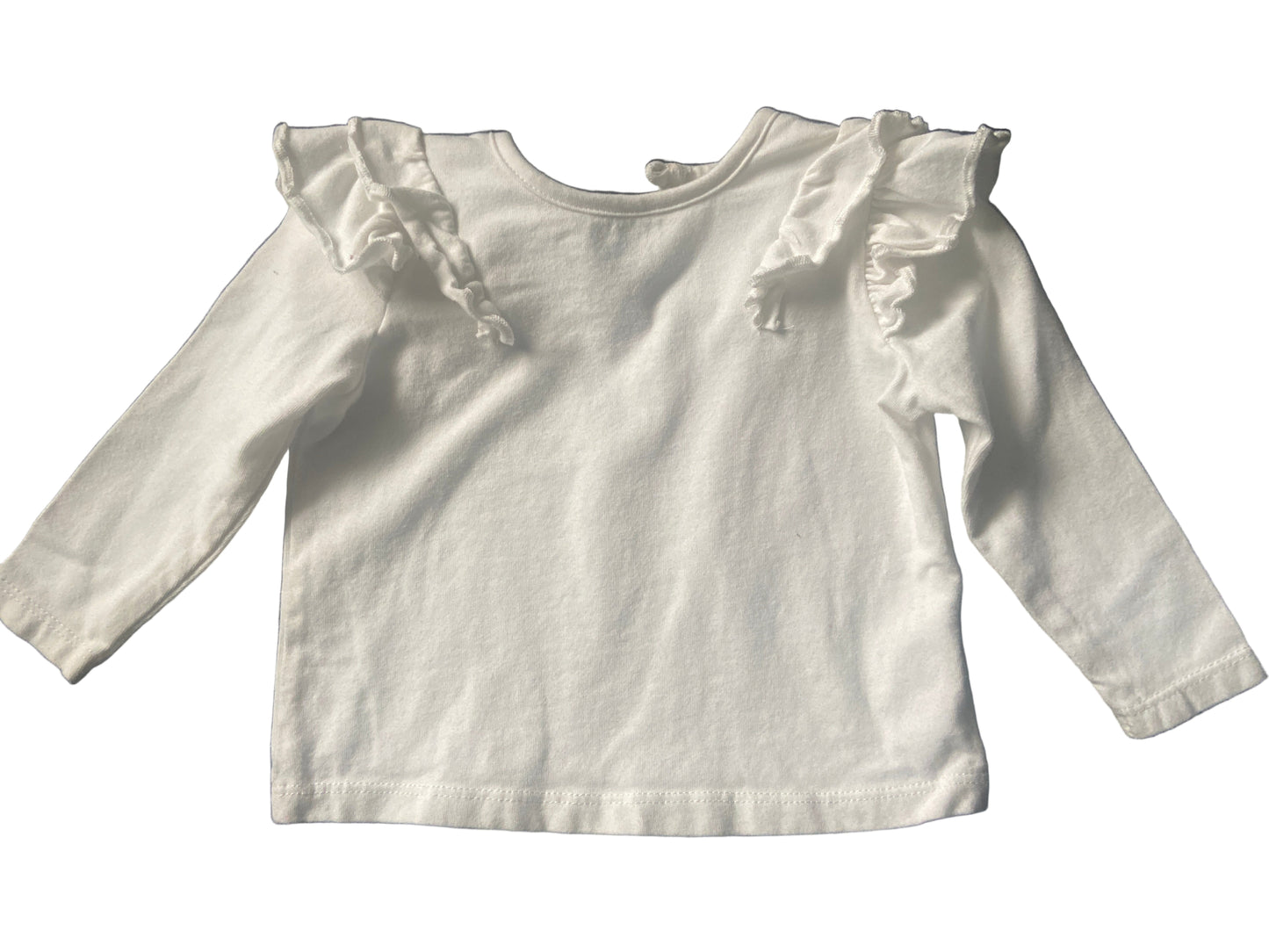 Rise Little Earthling, Long Sleeved White Frilled Shirt, 3-6 months
