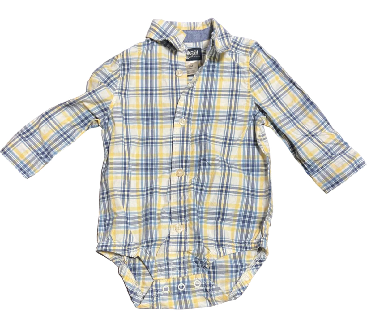 Oshkosh Plaid Button Down Onesie, 6-9 months