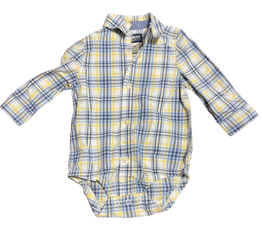 Oshkosh Plaid Button Down Onesie, 6-9 months