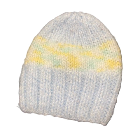 Knitted, Blue/Yellow Beanie Hat, 0-3 months