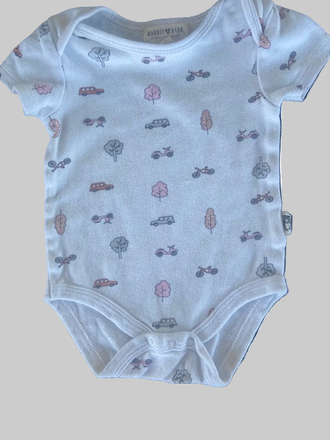 Rabbit Bear White Onesie, 3-6 months